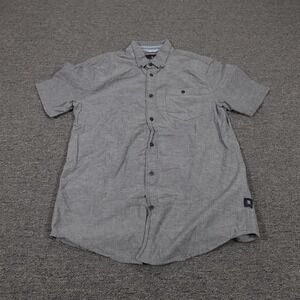 Roark Revival Shirt Mens Medium Gray Chambray Short Sleeve Button Up Casual
